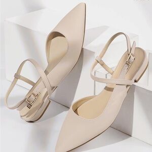 Pointed Toe Cream Slingback Flat
